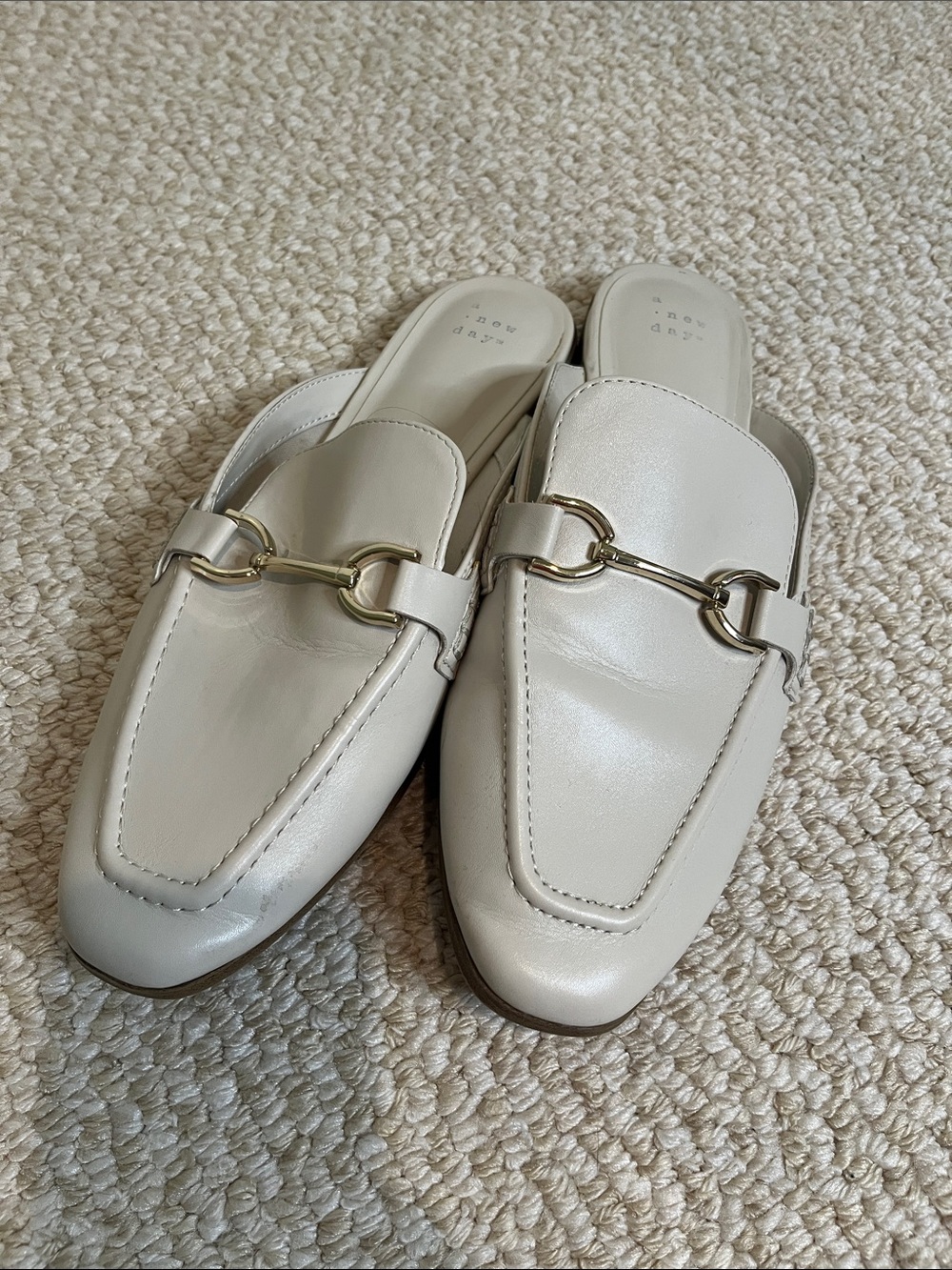 a new day Ivory Slip-On Horsebit Mules